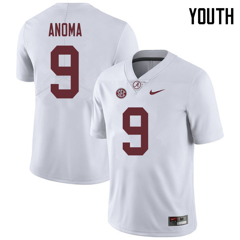 Youth #9 Eyabi Anoma Alabama Crimson Tide College Football Jerseys Sale-White